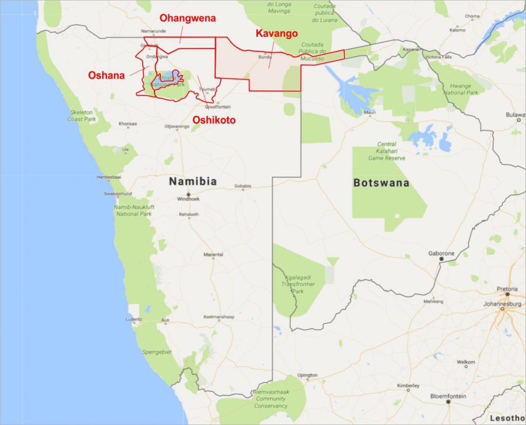 Namibia North Region Map