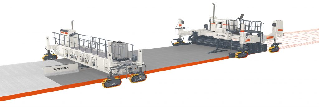 The new SP 60 series from Wirtgen offers flexible solutions for premium inset and offset concrete paving. Self-propelled texture curing machines like the new Wirtgen TCM 180i expertly cure freshly paved concrete surfaces.