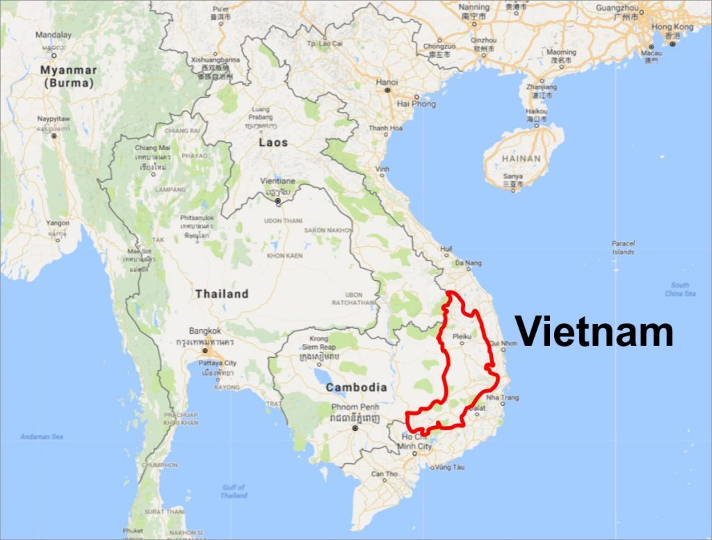 Viet Nam 5 Border Provinces Map