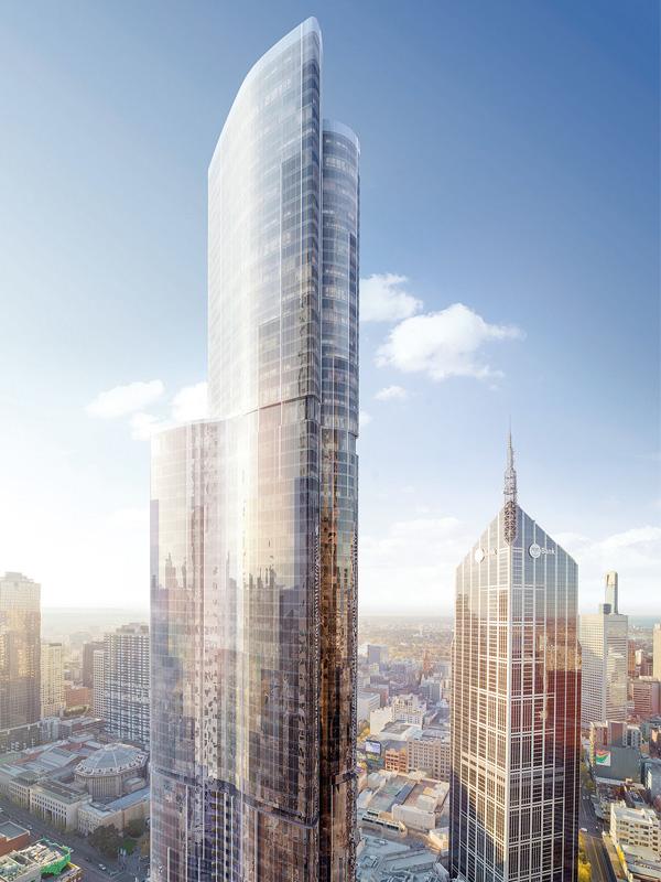Melbourne’s second-highest residential building, which is being erected in the city centre, will have direct access to the underground “City Loop Line”. Photo by Doka