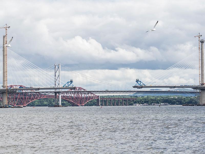 On Scotland's east coast the world's longest cable-stayed bridge with 3 towers is under construction. Photo by Doka