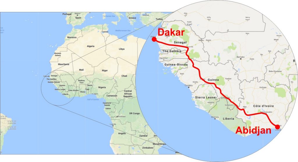 Abidjan to Dakar Highway Map