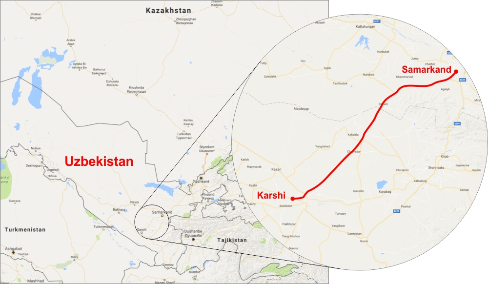 Asian Development Bank funded Uzbekistan Electric Railway - Map