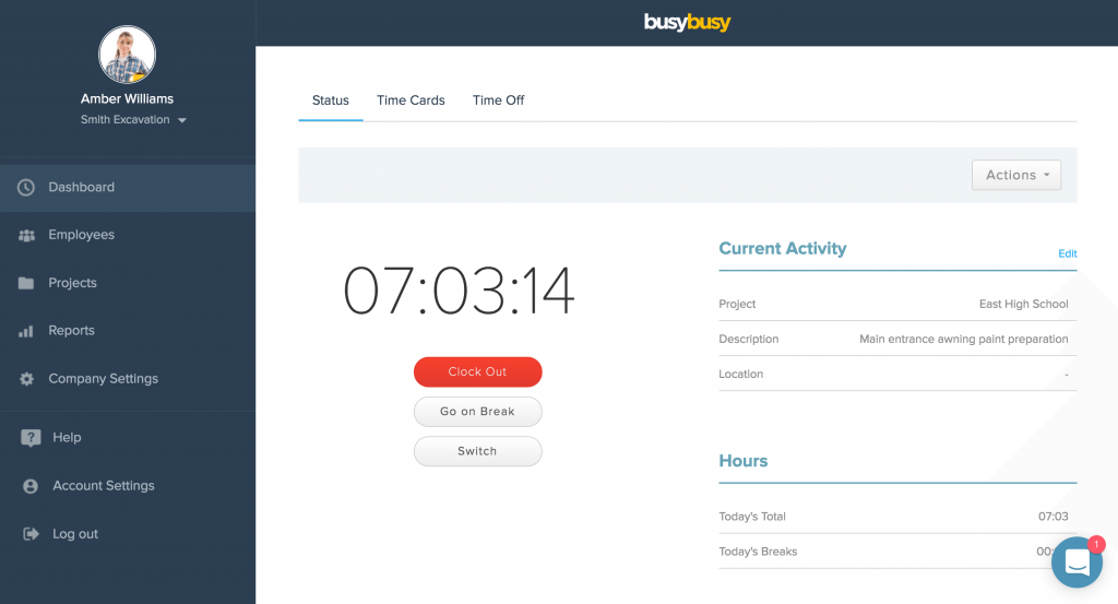 Clocking out Screenshot. Image by busybusy