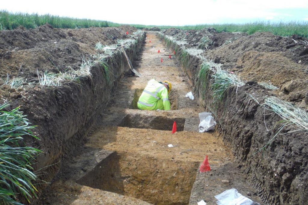 one of the trial trenches on the A14 scheme