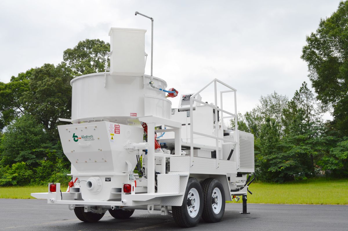 Blastcrete Equipment Company releases the new MX-20MT Mixer/Pump, which features a 1-ton capacity and 20-tph output, all from a single-chassis unit.