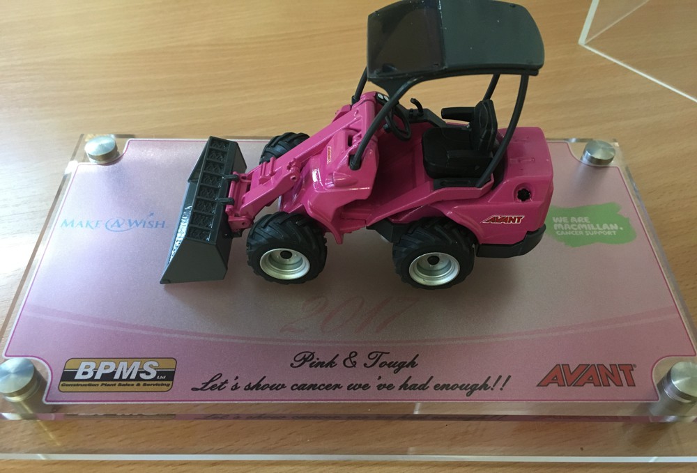 BPMS produce pink Avant wheel-loader to support Make a Wish Foundation and Macmillan Cancer