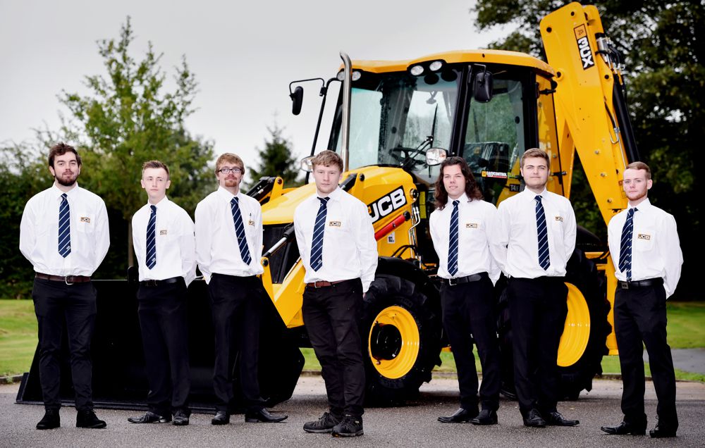 Starting work as apprentices at JCB Compact Products in Cheadle are( left to right) are: Alex Ratcliffe, 25, Milton, Stoke-on-Trent; Andrew Williams, 17 Solihull; Ashley Moore, 22, of Stafford; Christopher Picken, 24, of Buxton; Christopher Fardoe, 25, of Alsager; David Maybin, 23, of Telford; Kyle Alcock, 18 of Ashbourne and Shane Brayford, 22, of Norton.