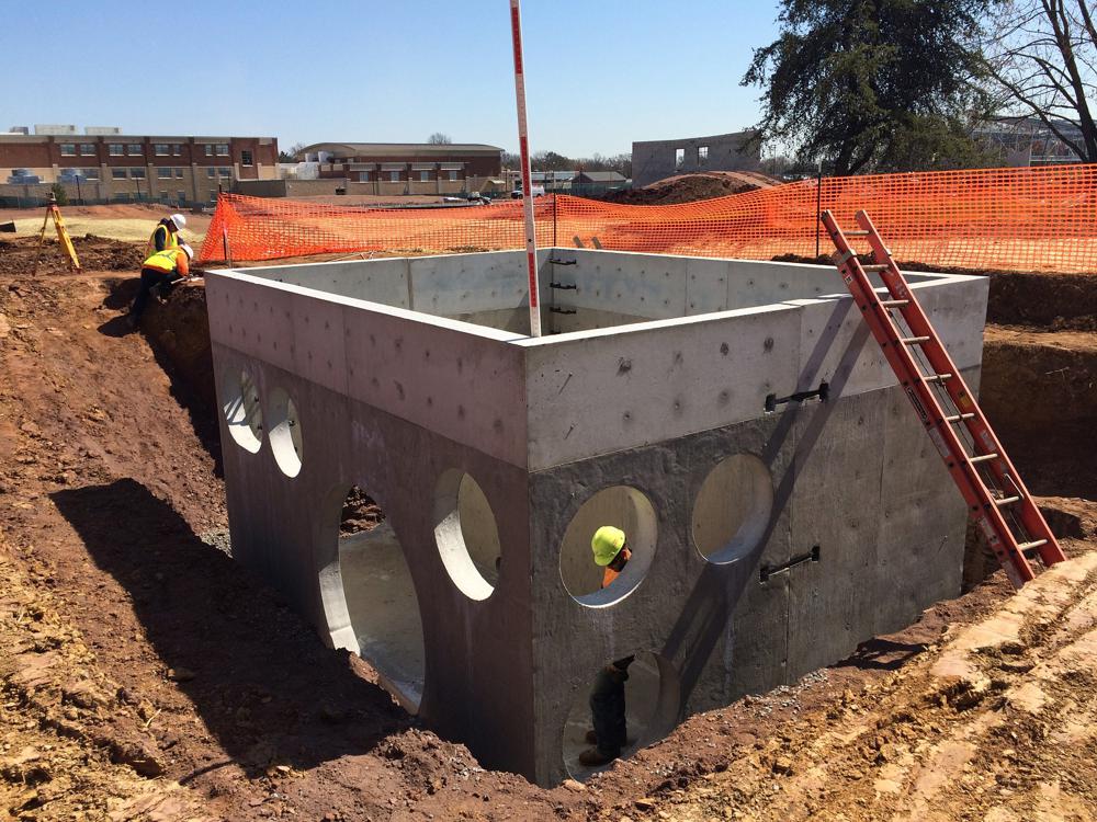 Precast Concrete Drainage Components Used for Phoenixville’s New School Stormwater Management System