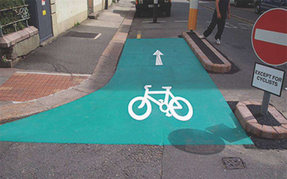 Colourful road markings are becoming more popular on British roads