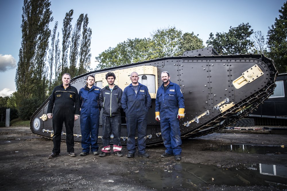 Guy Martin and the JCB team from left to right Chief Engineer Martyn Molsom, of Stone, Tom Beamish, of Derby, Chris Brennan, 46, of Longton, Stoke-on-Trent and Chris Shenton, 53, of Leek, Staffs.