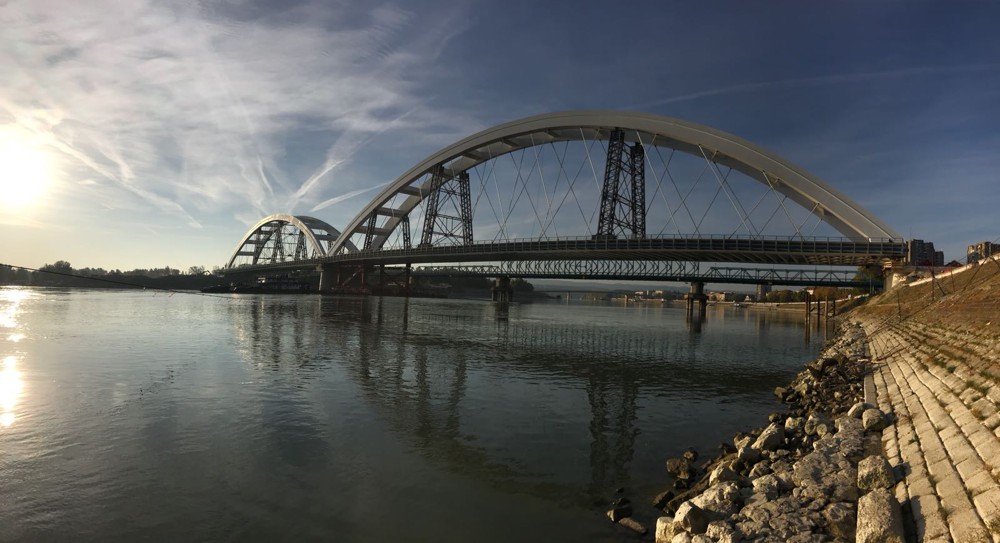 The new Zezelj Bridge in Novi Sad, Serbia.