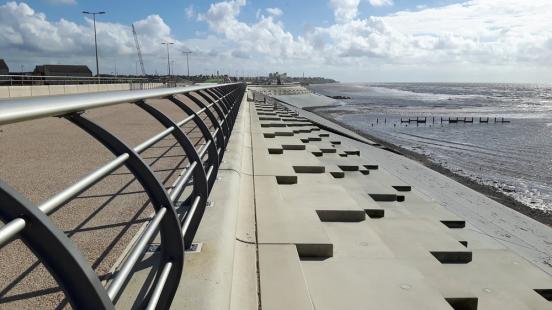 A completed section of the Anchorsholme sea wall
