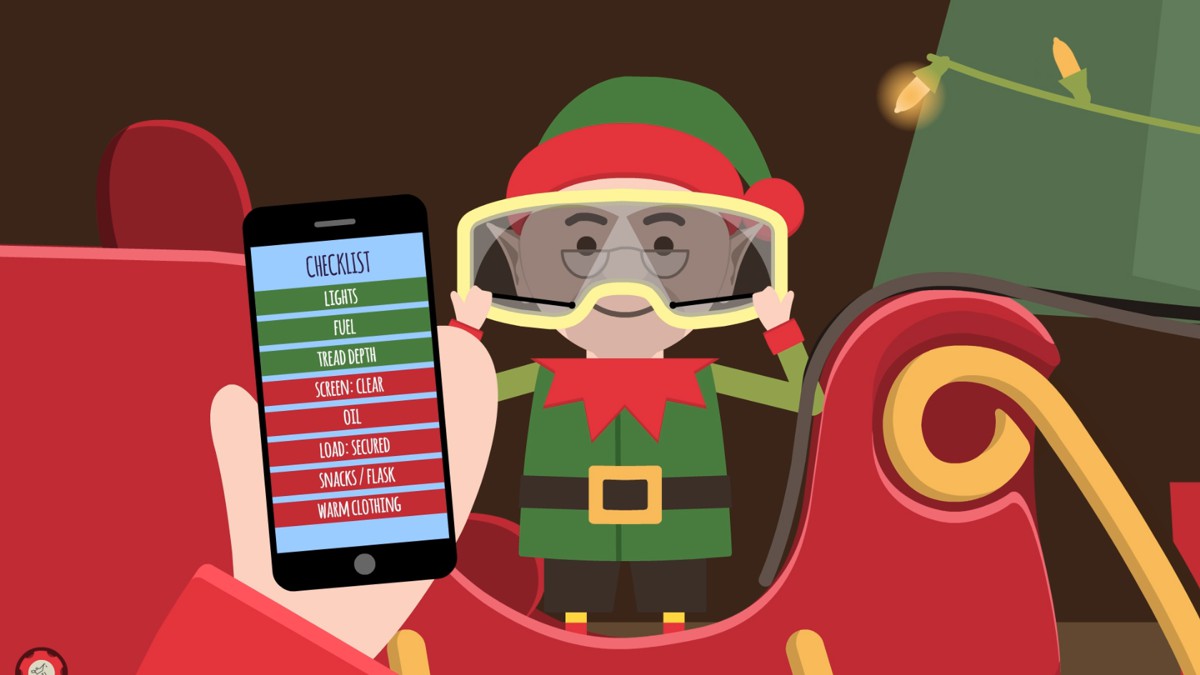 A still from the special animation created by Highways England highlighting the need to make sure you have good visibility in your vehicle before setting off this Christmas.