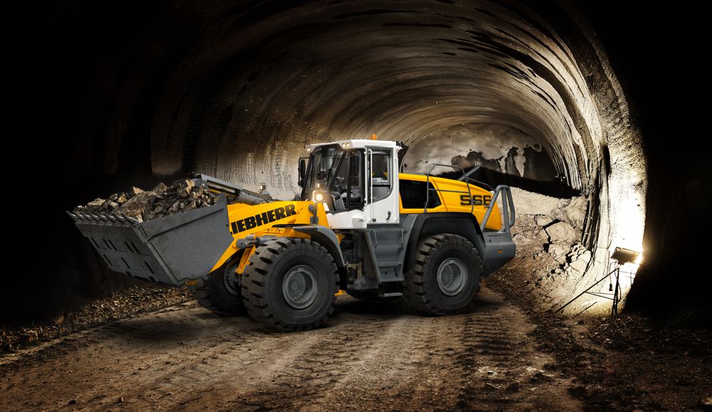 The tunnel package for selected Liebherr XPower® wheel loaders includes a comprehensive range of protective and safety measures including the purpose-built cab design with armoured glass windscreen.