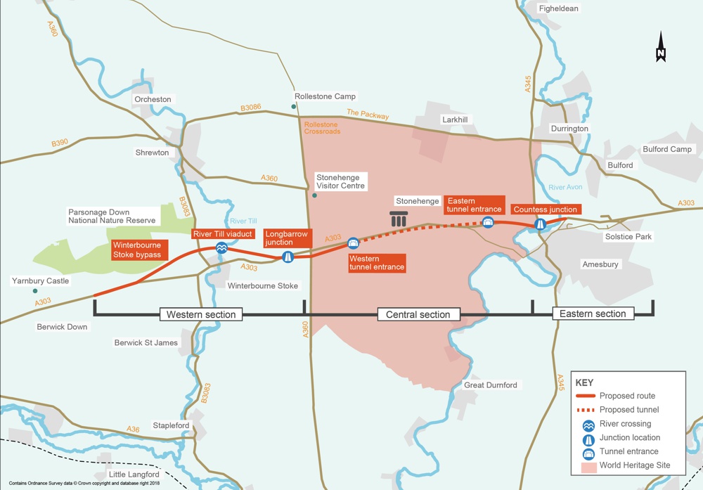 Map of A303 Tunnel Plans