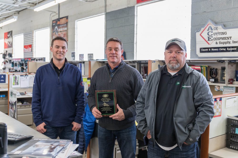 From left: Steve Measel of Ace Cutting Equipment & Supply, Ron Measel of Ace Cutting Equipment & Supply, Mike Sansom of Minnich Manufacturing.