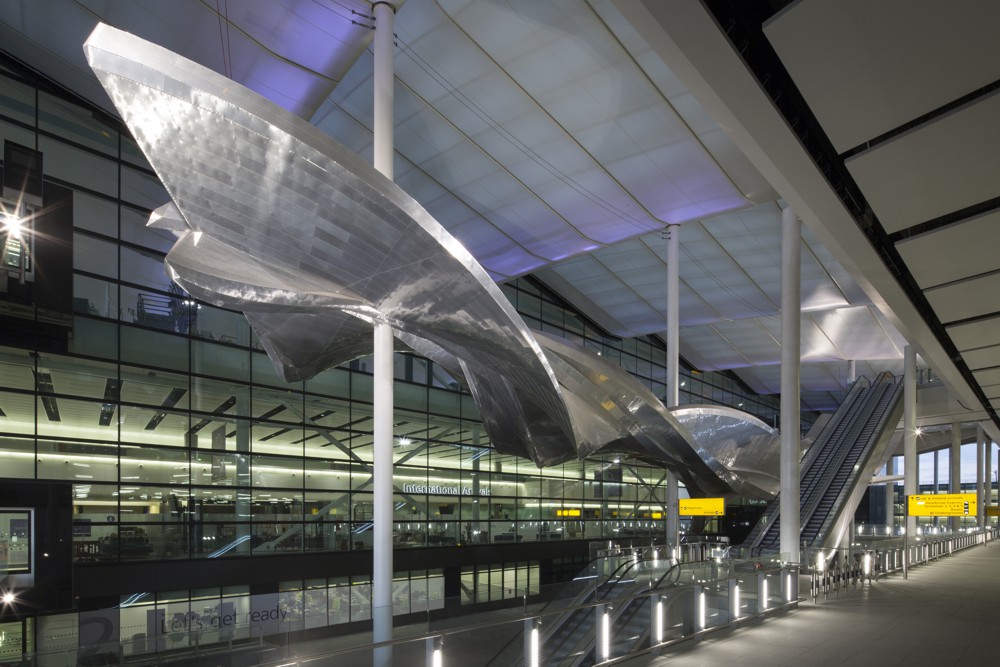 'Slipstream' by Richard Wilson at Heathrow Terminal 2. Photo by David Levene