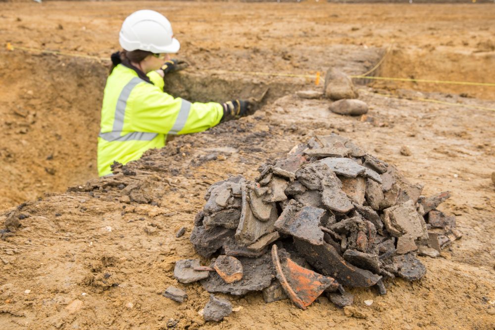 Collection of Roman pottery (c) Highways England, courtesy of MOLA Headland Infrastructure
