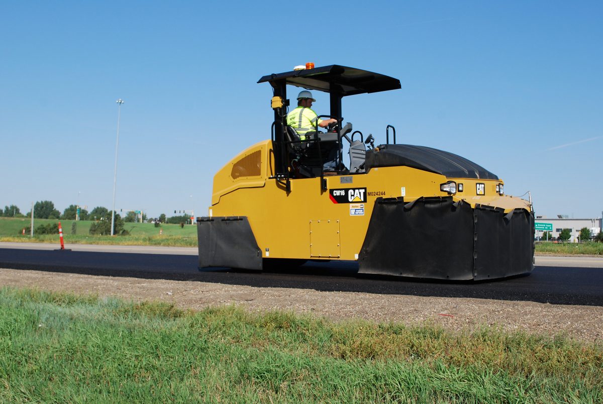Cat CW16 Pneumatic Compactor features two-wheel configuration and ballast choices