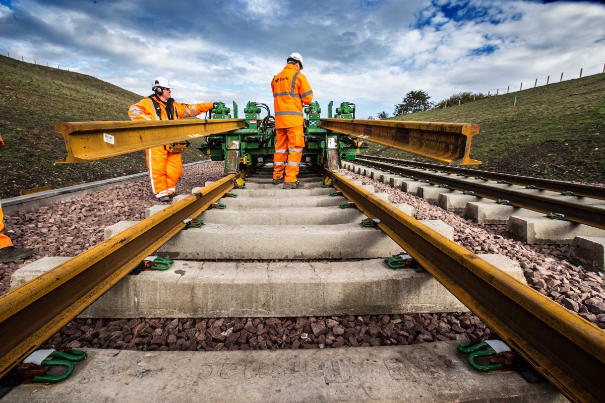 Laying track for the Borders Railway