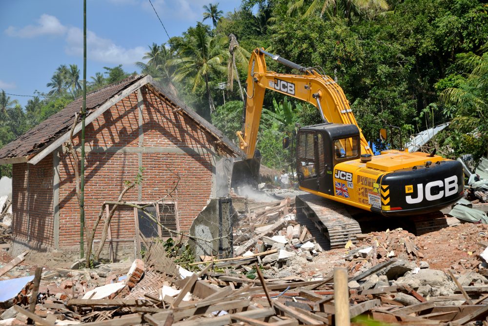 A JCB excavator at work in Lombok in August, 2018