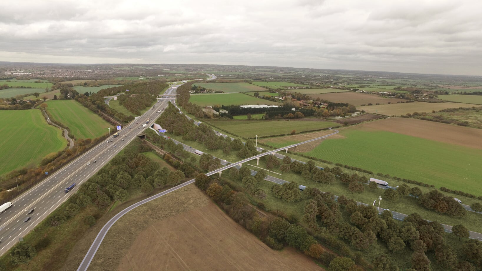 How the Lower Thames Crossing junction with the M25 in Essex will look.