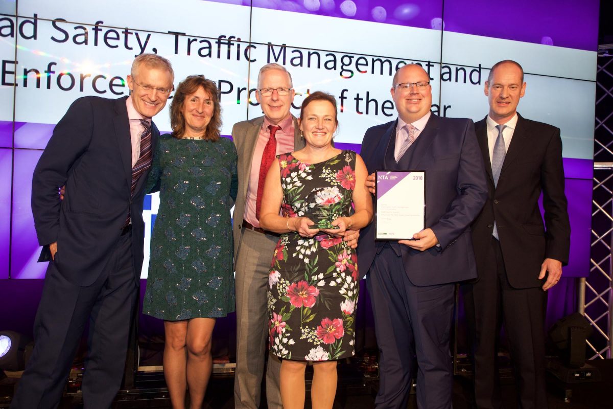 From left to right: Jeremy Vine; Katie Brimley, SERP; Dennis Logie, Essex Police; Nicola Foster, SERP; Matt Hine, Essex Police and award sponsor Matthew Gregory, First Group.