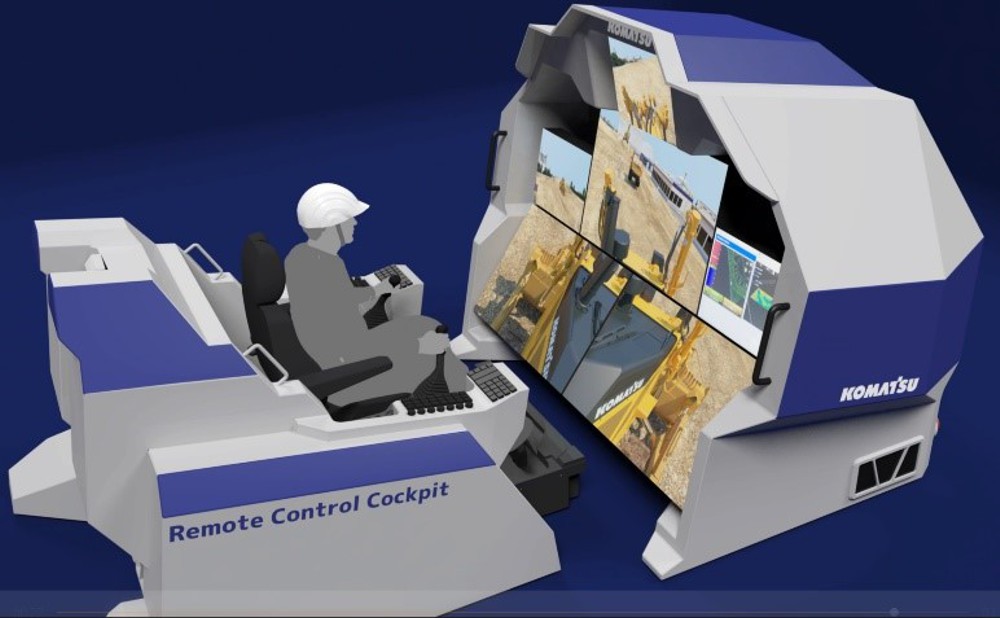 Special cockpit for the remote control of construction machinery