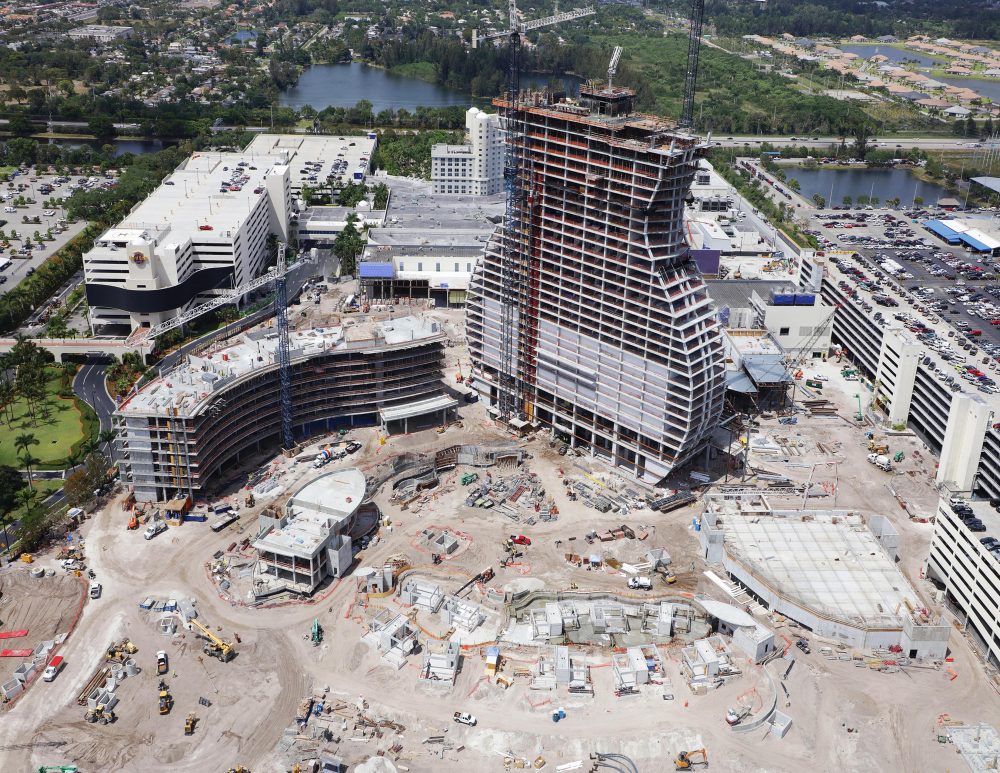 The Hard Rock Hotel & Casino now under construction in Hollywood, Florida, will be the world’s first guitar-shaped building.