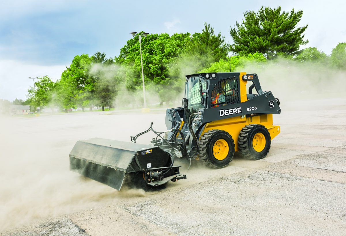 New John Deere Angle and Pickup Brooms make snow and debris clean-up easy