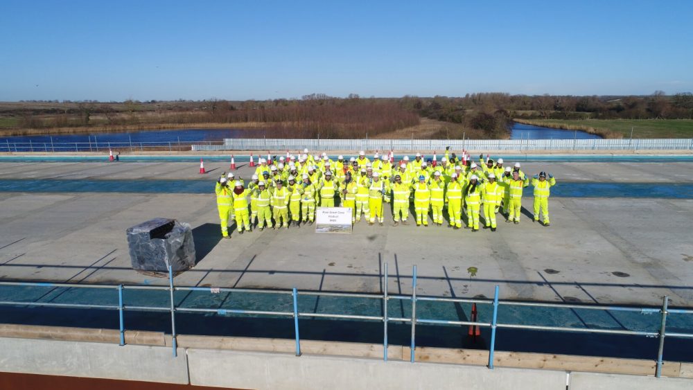 the team marks the completion of the structure work on the River Great Ouse viaduct