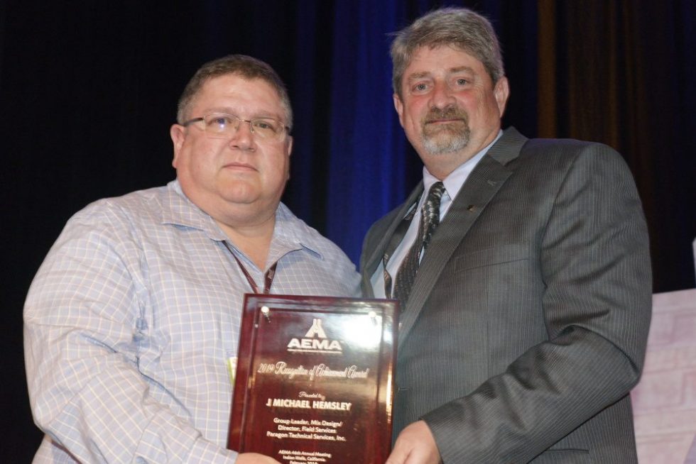 J. Michael Hemsley was awarded the 2019 AEMA Recognition of Achievement Award
