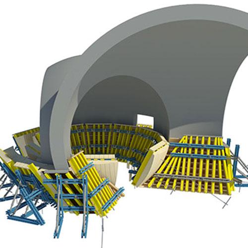 The special formwork components for the spheres are planned using 3D software and manufactured in the Doka Pre-assembly Service. Photo: ChinPaoSan_Mock-up MIT.jpg Copyright: Doka